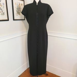 Vintage Black Chinese Inspired Button Dress Size 12
